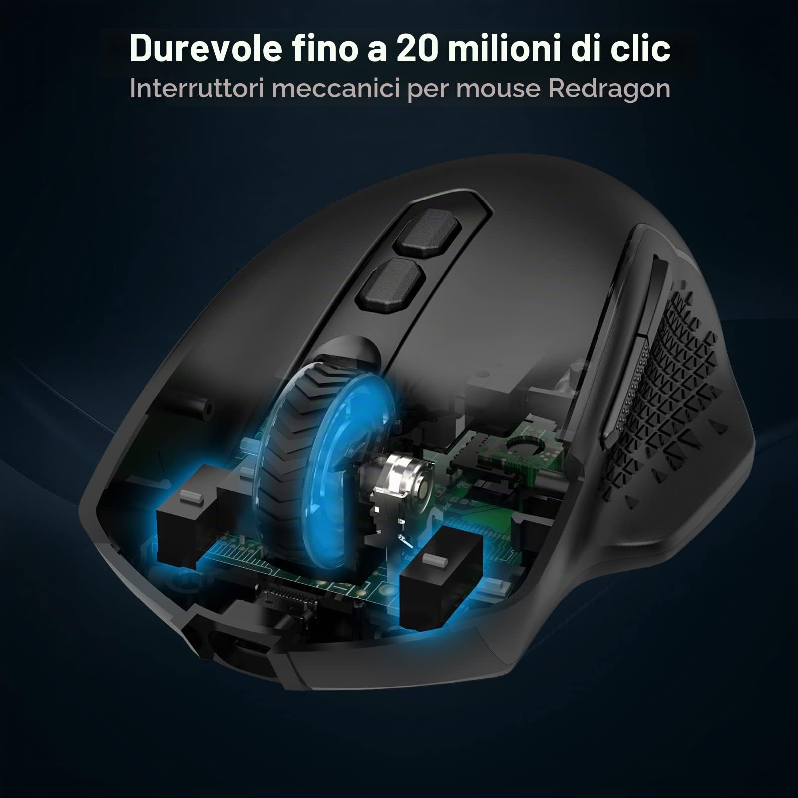 Redragon M810 Pro - Mouse da gioco wireless da 10.000 DPI cablato/gamer con pulsante di scatto rapido, 8 tasti macro, 45 ore di potenza continua e retroilluminazione RGB per PC/Mac/Laptop