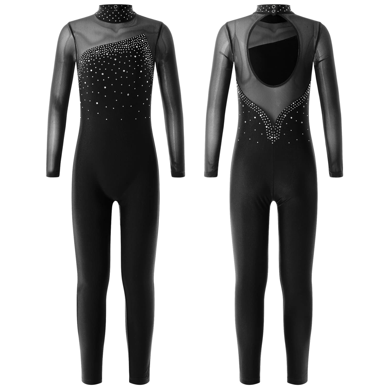 AislorGirls Skating Bodysuit Ballet Dance Unitard Gymnastics Dance Jumpsuit Leotard Dancewear Long Sleeve Catsuit