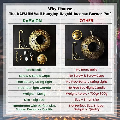 Image of Handicraft Wall Iron Antique Brass Hanging Traditional Dhoop Burner Holder | Ideal for Diwali Decoration, Pooja Temple, Yoga Room Gifting - Gold