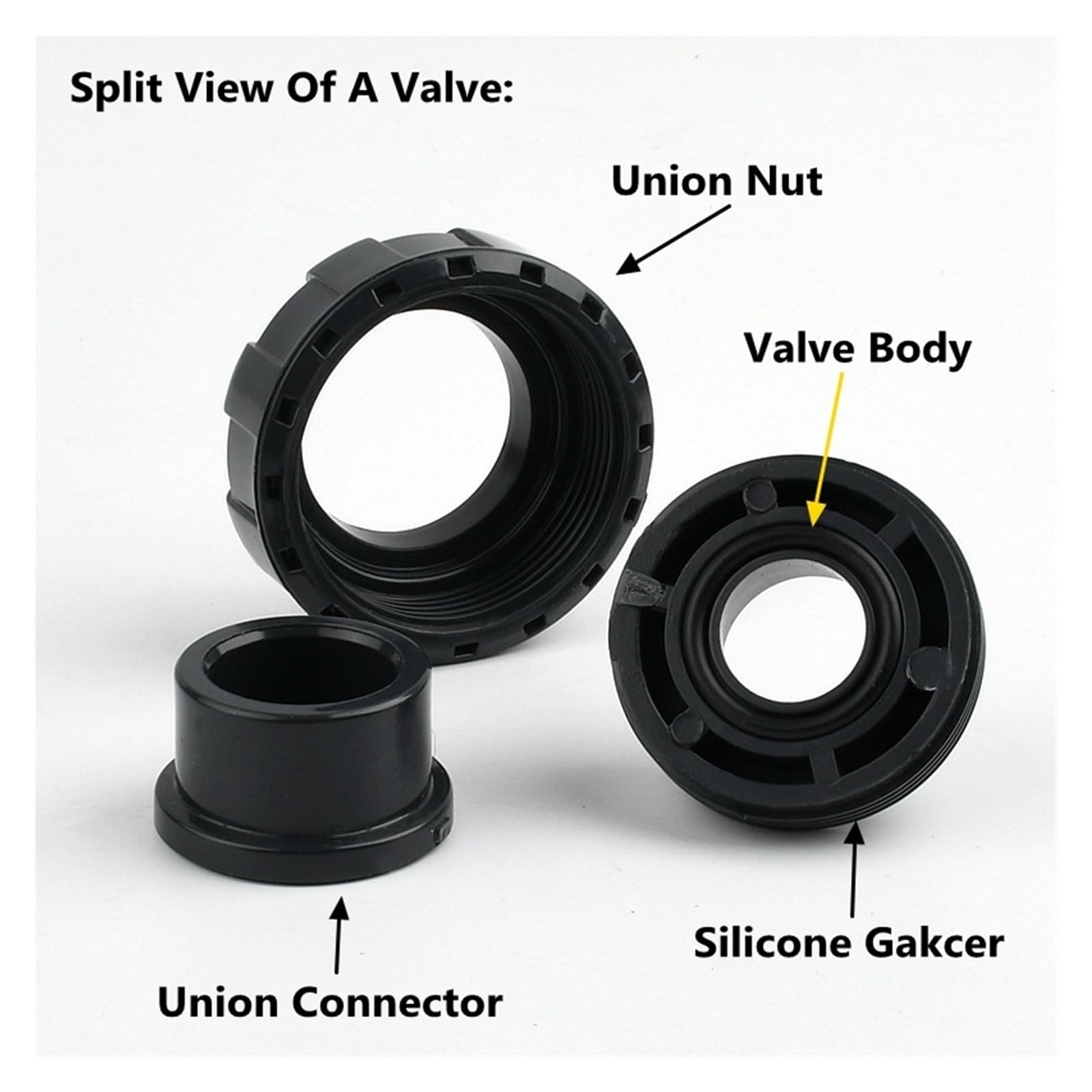 1Pc ID 20~63mm Grigio scuro UPVC Diretto Gomito a 90 Gradi Acquario Giardino Irrigazione Tee Tubo dell'acqua Raccordi di Giunzione Tubo in PVC Tappo terminale(Union,63mm)