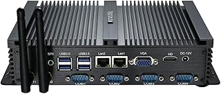 Kingdel® Powerful Mini Desktop Computer, Fanless Industrial PC, Intel i5 Dual Core CPU, 4GB RAM, 512GB SSD, 2xNICs, 4xUSB 3.0, 4xCOM RS232, HDMI, Metal Case, Windows 11 Pro