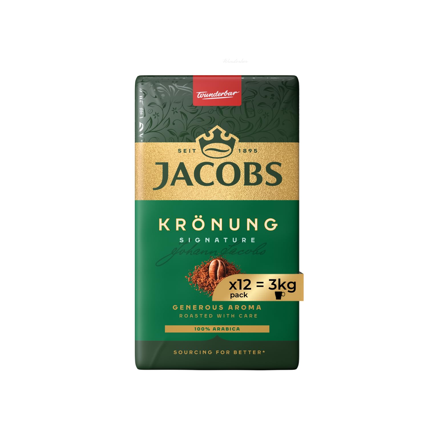 Jacobs - Mezcla de café molido Kronung – 12 paquetes de 250 g (total 3 kg)