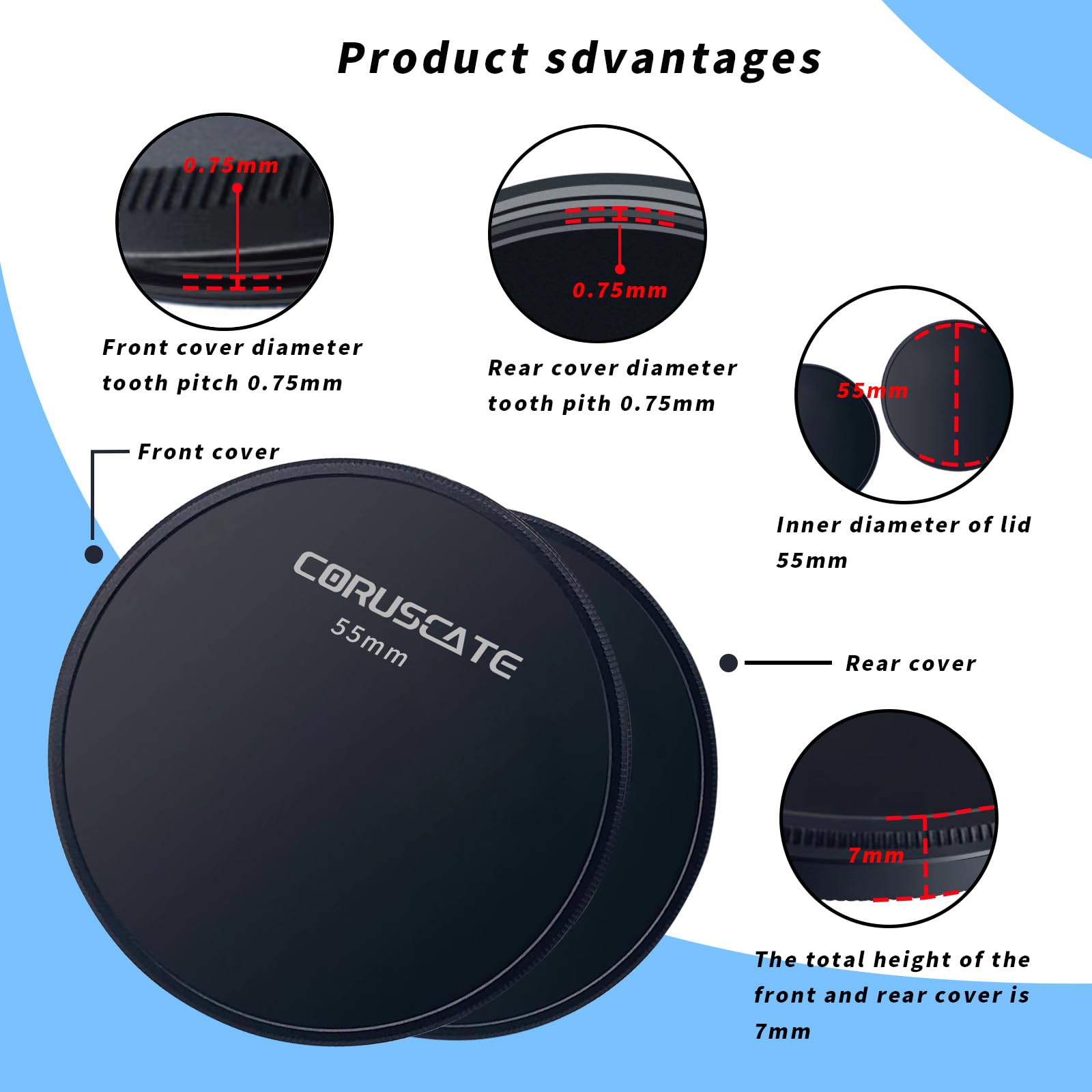 Copriobiettivo Metallico 55 Mm - Per Filtri Fotocamera, Anteriore E Posteriore - Foto 11