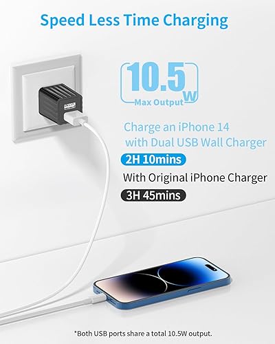 Miniatura 2 de Cargador de pared USB, paquete de 4 unidades de 2.1A5V de doble puerto USB adaptador de corriente de cubo USB caja de enchufe para iPhone 15 14 13