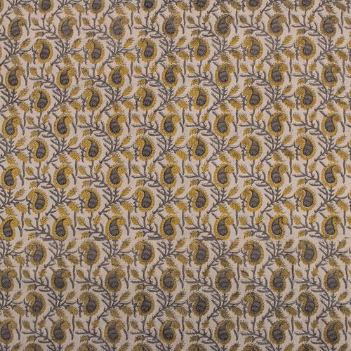 DMAASA Floral Print Pure Cotton Fabric Material | Yellow Paisley Print Fabric | 2.5 meter Cloth Piece 44 Inch wide | Women kurti, Curtains, Cushion, Pillow Covers and Craft Making DMAASA Floral Print Pure Cotton Fabric Material | Yellow Paisley Print Fabric | 2.5 meter Cloth Piece 44 Inch wide | Women kurti, Curtains, Cushion, Pillow Covers and Craft Making