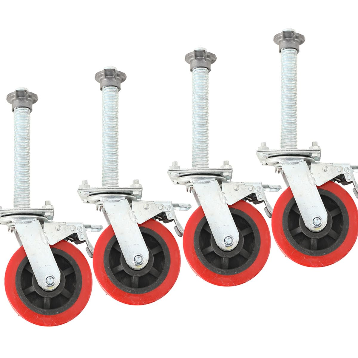 4 Stück Schwerlastrollen 150mm Lenkrollen mit Bremse, 360° Drehbar Transportrollen, Schwerlast Industrie Lenkrollen aus Kohlenstoffstahl, Nylon, 500kg Tragkraft