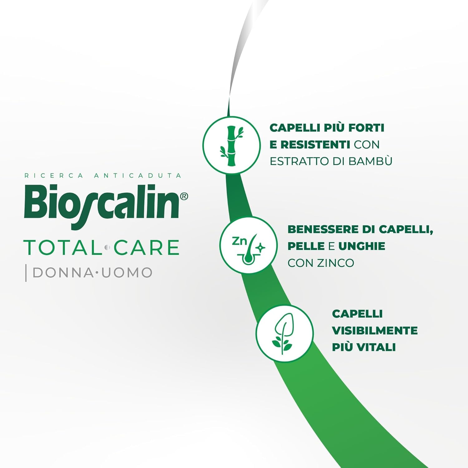Bioscalin TOTAL•CARE Suplemento alimenticio con activos naturales para el cabello, la piel y las uñas más fuertes, para mujer y hombre, sin gluten, 90 comprimidos