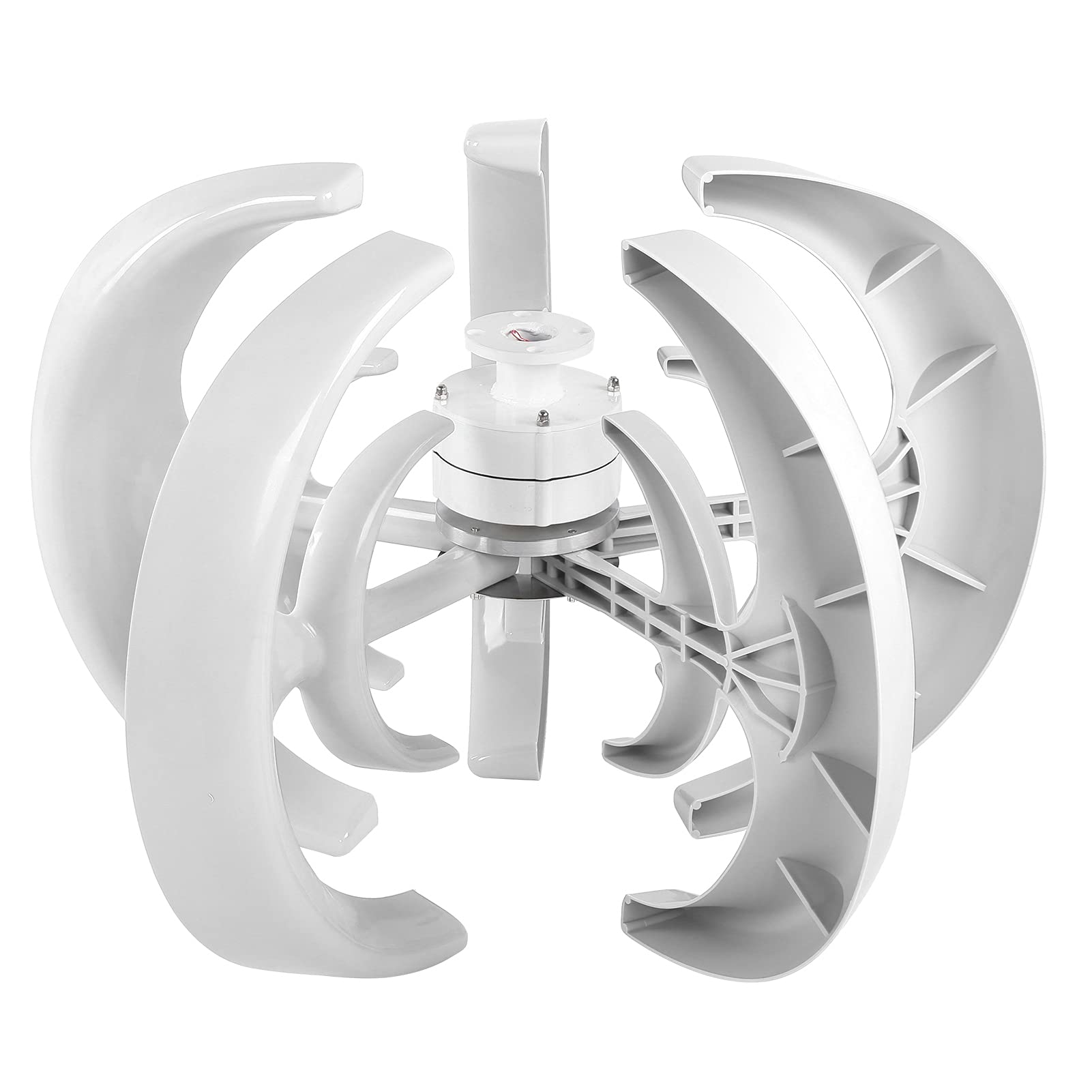 Garosa Kit di Eoliche a 5 Pale da 100 W Generatore di Energia Eolica per Barche Ricarica con Bassa velocità di Avvio 2 M/s Corpo in Acciaio Legato Bianco per Cabine di Barche (48V)
