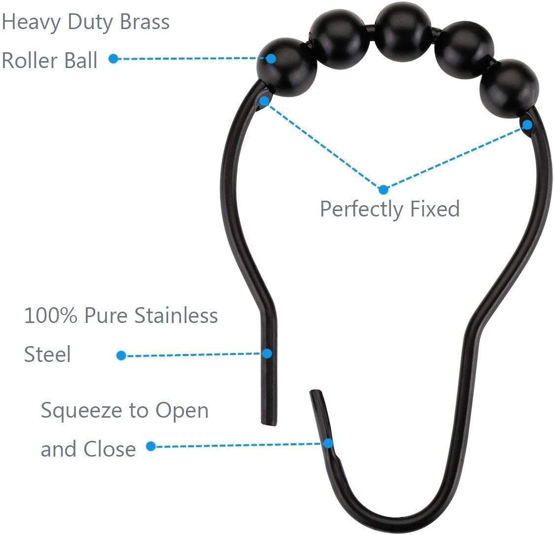 Amazer Shower Curtain Hooks Rings and 12 Gauge Heavy Duty Crystal Clear Thick Shower Curtain Liner