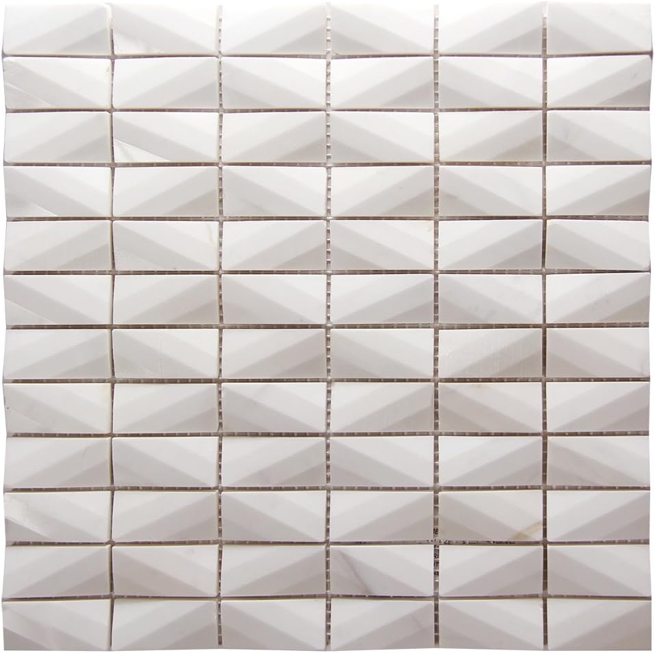 Diamond Volakes White Marble Tile - Clean White Pattern for Kitchen Backsplash, Shower Wall, Fireplace (4 x 6 Inch Sample)