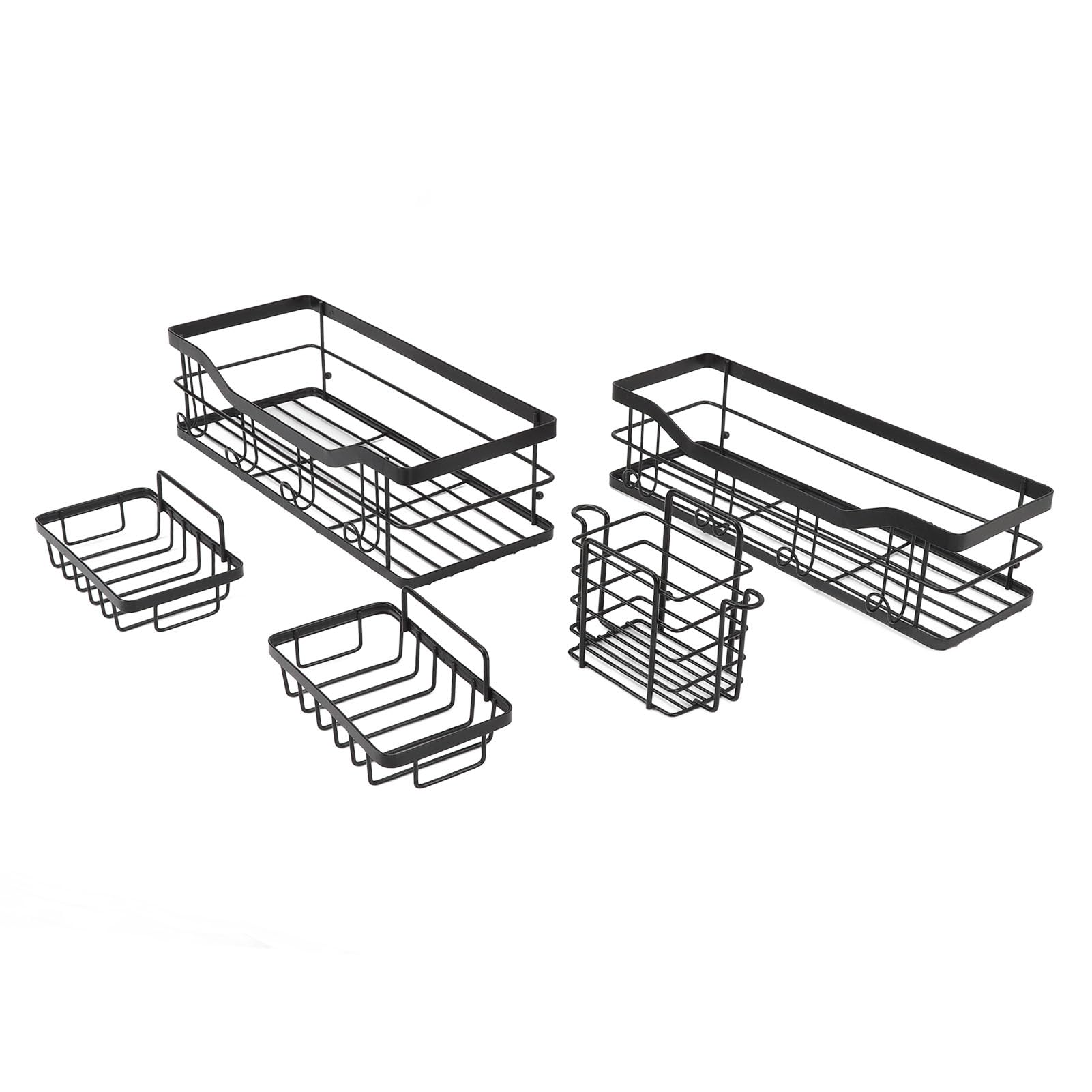 Mensole Doccia Adesive Dal Design Salvaspazio con Ripiani Multipli per il Bagno e la Casa, 5 unità