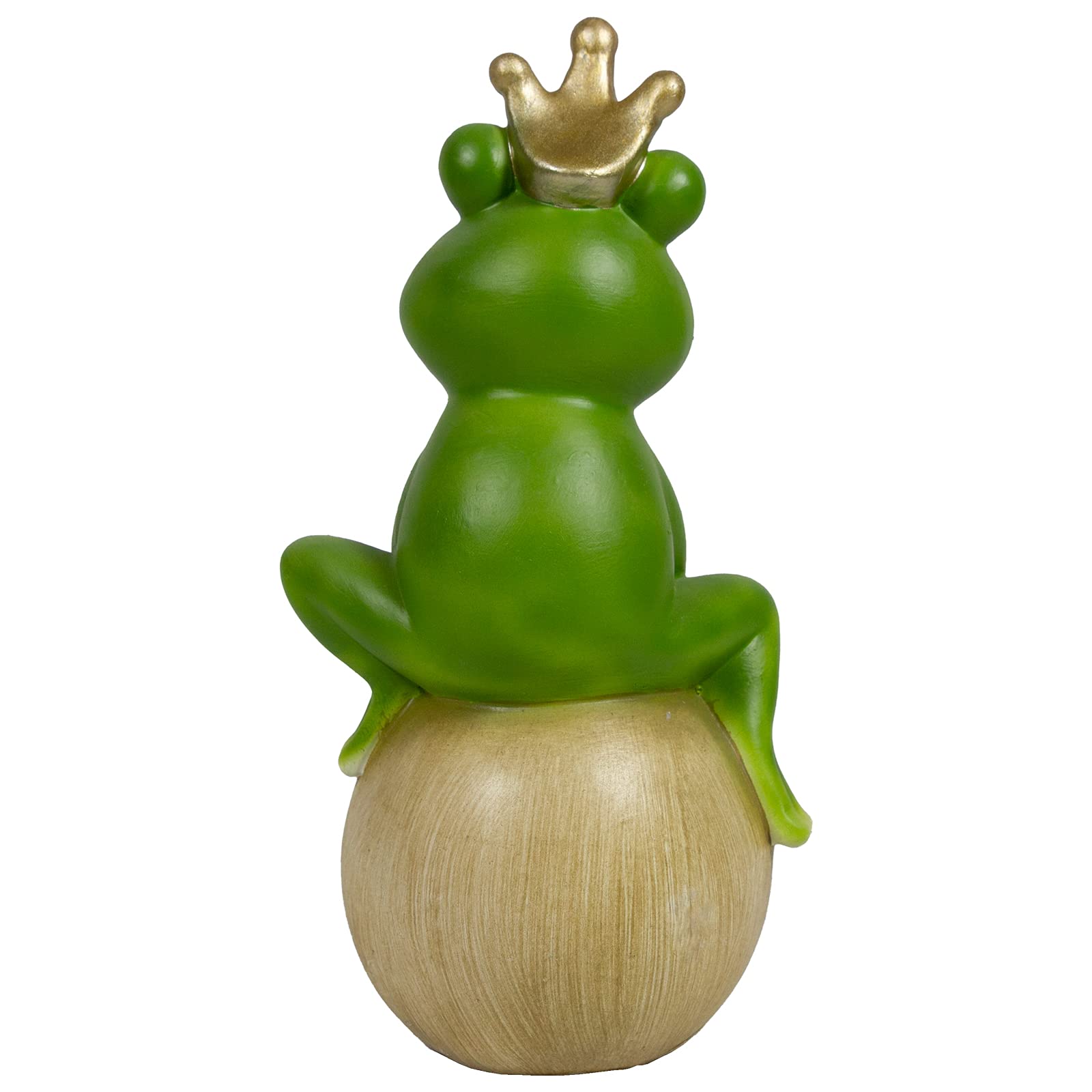 DURLINE - Decorazione da giardino XXL con corona dorata verde naturale. La miscela di ceramica è resistente alle intemperie, la statua da giardino ha un'altezza di circa 30 cm.