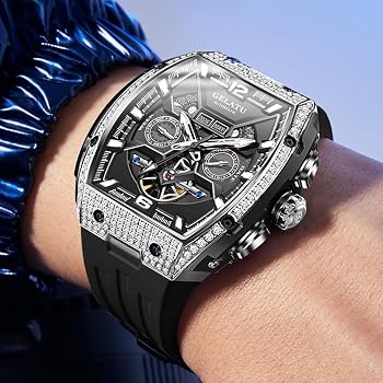 Amazon.com: OLEVS GELATU Men Watch Automatic Tonneau Watch