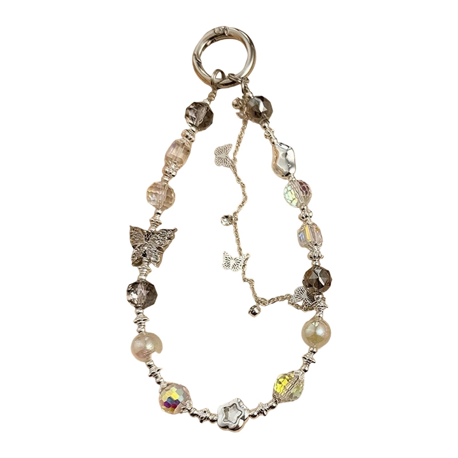 Woedpez Beaded Camera Phone Strap Cuteness Butterfly Charm Lanyard Accessory Acrylic Texture for and Bag Mobile Accessory