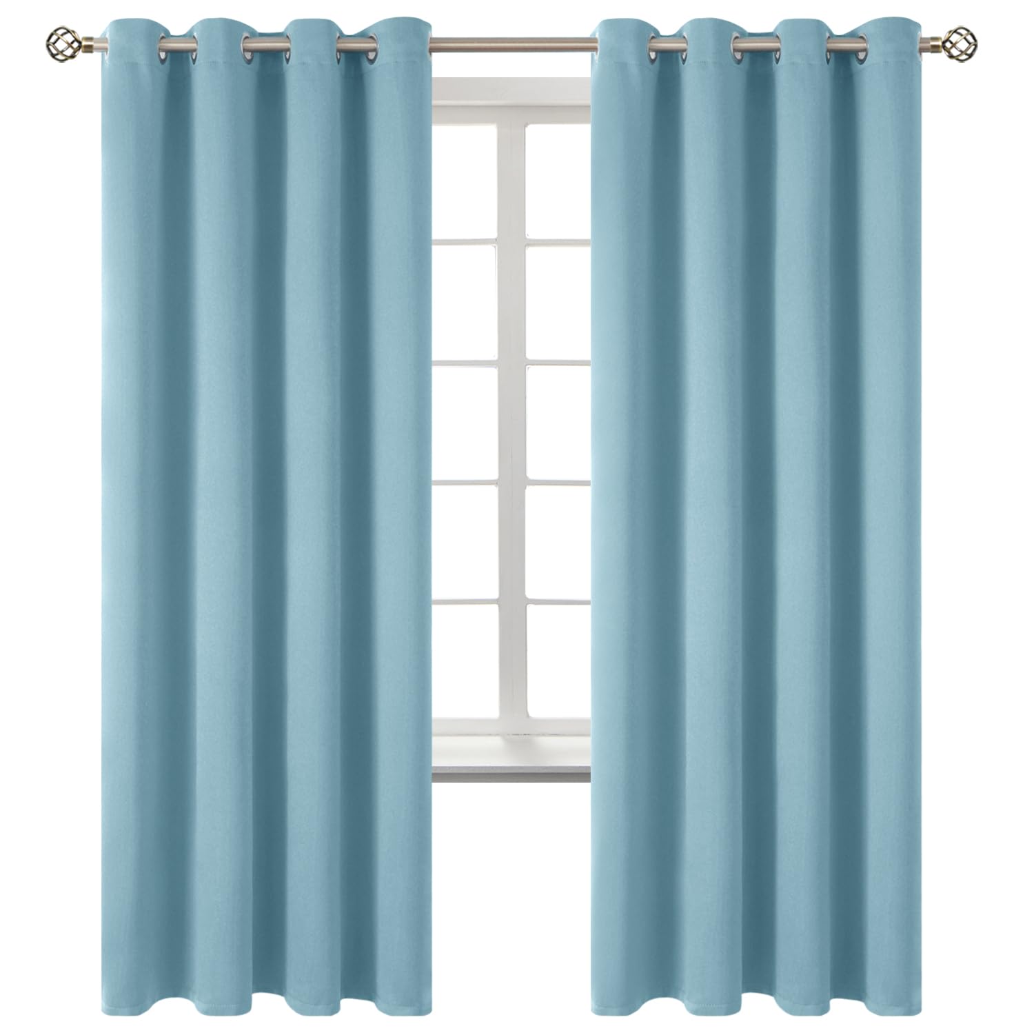 BGment Greyish Blue Room Darkening Curtains 72 Inch for Bedroom - 2 Panels