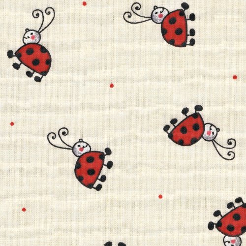 Tela mariquitas - color crudo (color de fondo) - 100% algodón suave | ancho: 160cm (1 metro)