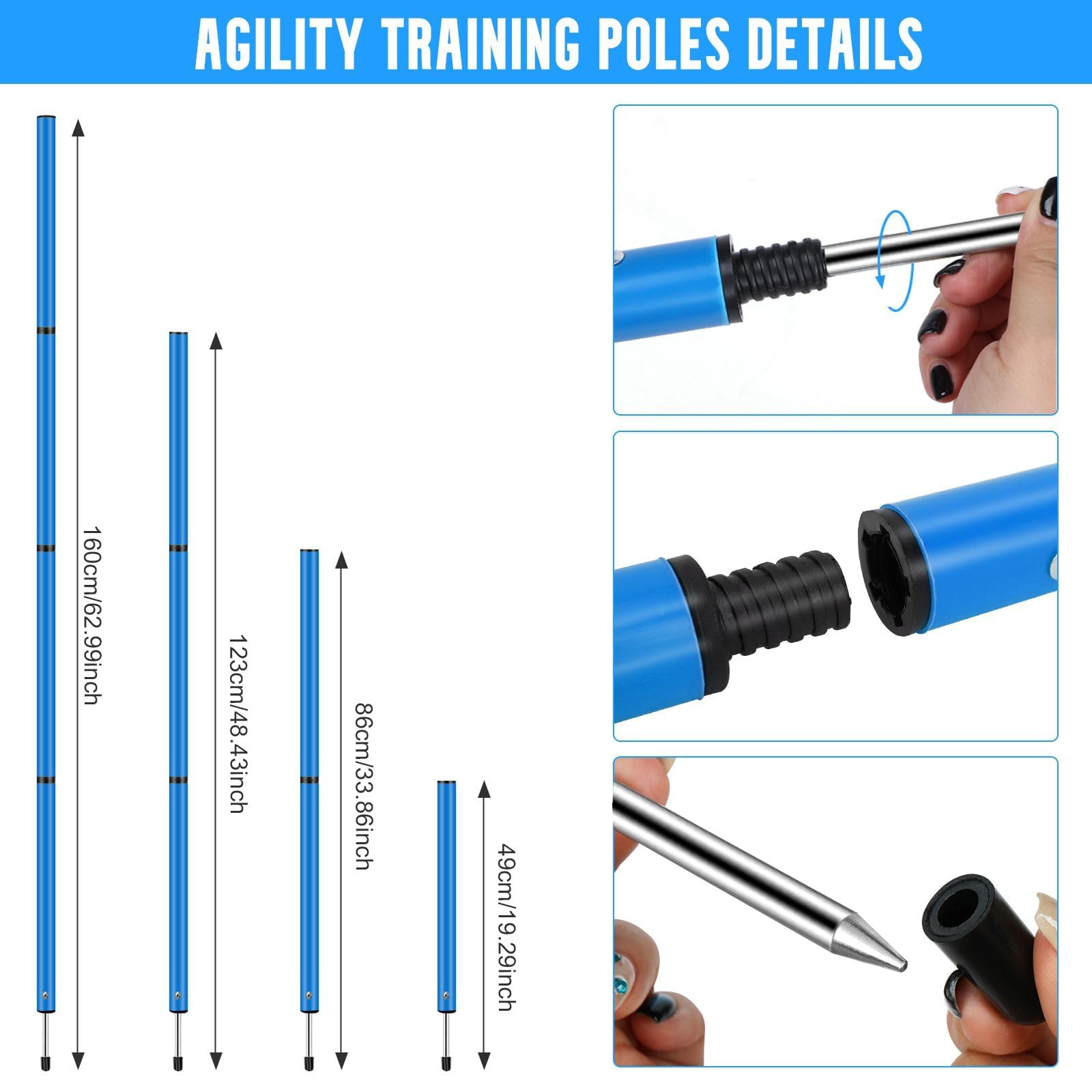 Set di accessori per allenamento da calcio, 6 aste per slalom, scala di coordinazione, 6 m, 12 cappelli, corda per saltare e paracadute per allenamento di coordinazione