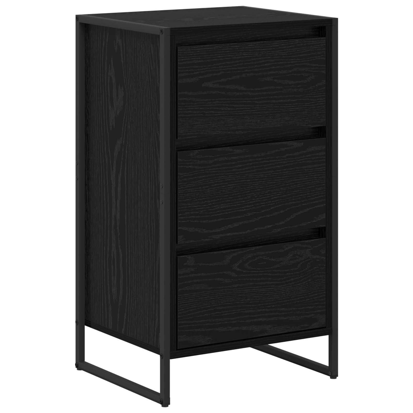 Aparador de madera de roble negro, 42 x 36 x 75,5 cm, con cajón, diseño industrial, armario para salón, pasillo, cocina