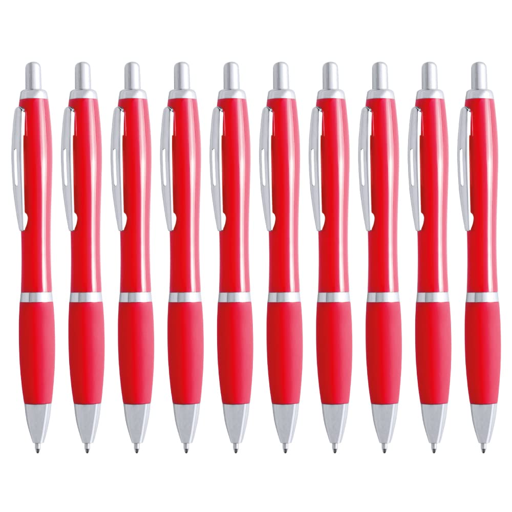 presents & more Pack of 10 Ballpoint Pen in trendy colours red