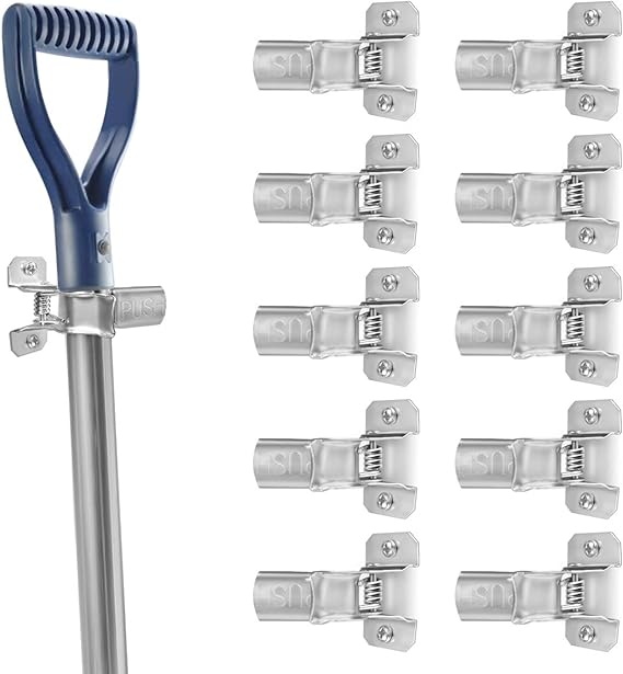 10 Pack Spring Grip Clamps, Metal Wall Mounted Tool Clips Garage Closet Wall Organizer Holder