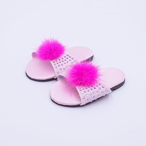 Miniatura 3 de Etistta 6 pares de zapatos de muñeca de 18 pulgadas, color rosa intenso, conjunto de botas, pantuflas, sandalias para muñecas americanas, zapatos