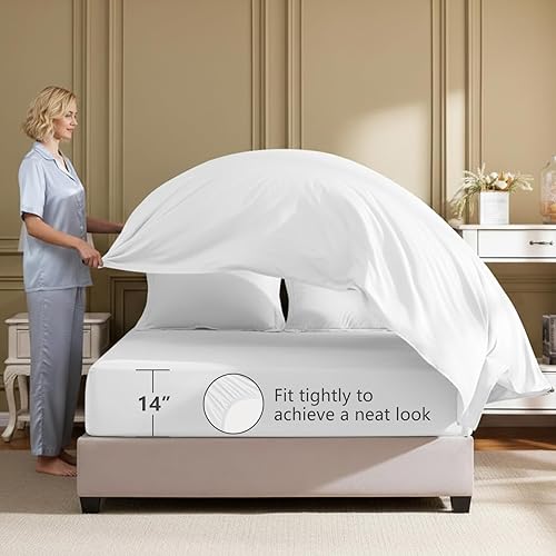 Miniatura 5 de Juego de edredón blanco queen, 7 piezas cama en una bolsa, juego ligero de ropa de cama queen, juego de 7 piezas para todas las estaciones, suave,