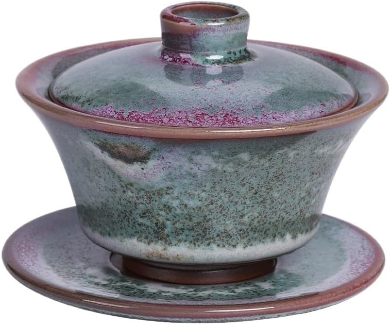 Porcelain Tea Tureen Ru Kiln Sancai Cover Bowl Household Maker Cup Saucer