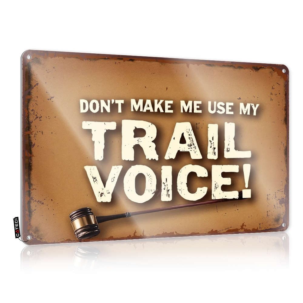 Sujd Colour Tin Sign Gothic Decor Retro & Warning Party Decoration Folded Edge : Don't Make Me Use My Trail Voice! Highland Bathroom | Funny Mechanic Garage Wall