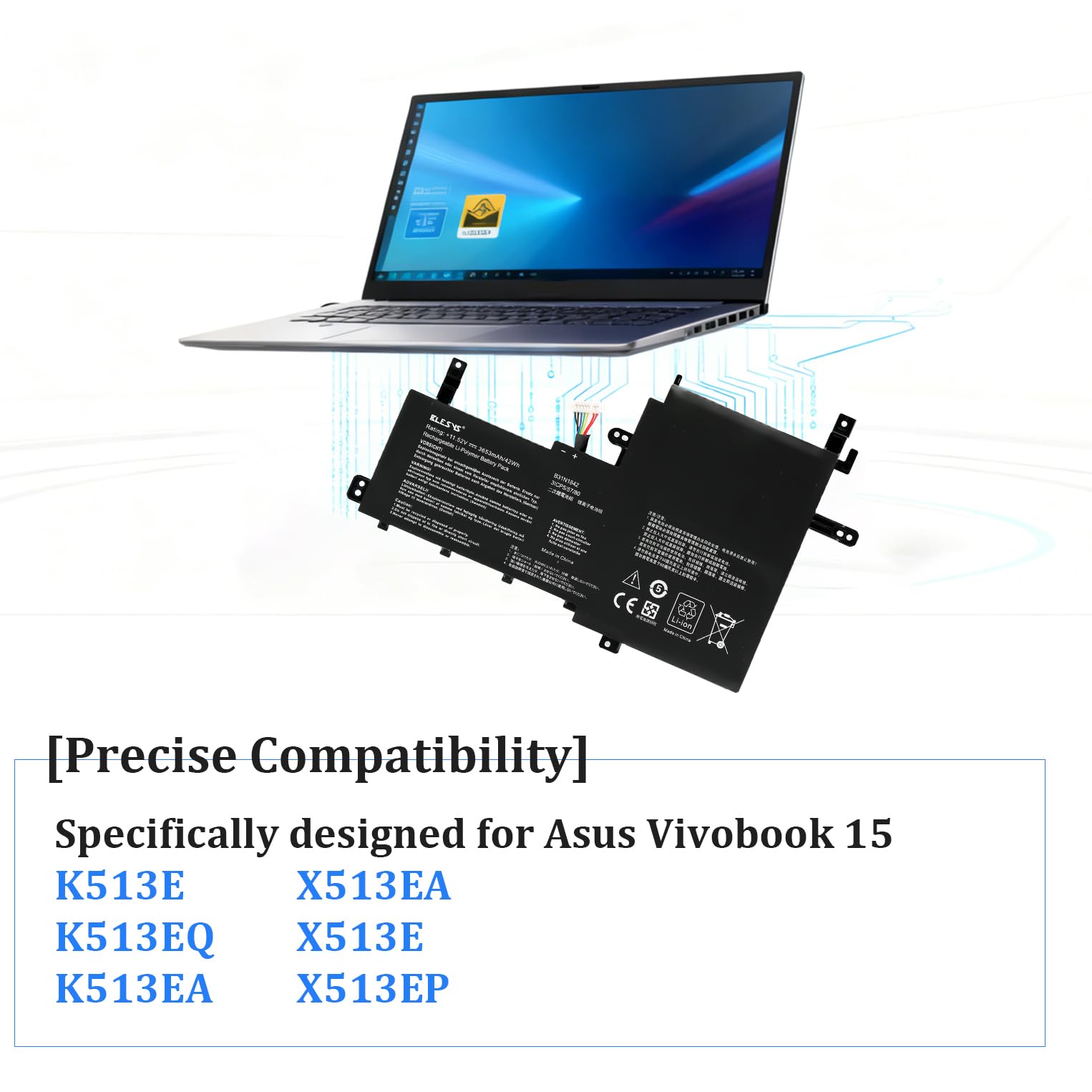 BLESYS B31N1842 C31N1842 Batteria per Asus Vivobook 15 K513E Series
