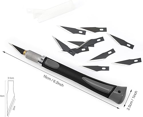 Miniatura 2 de EHDIS Juego de cuchillos de precisión para manualidades con 10 cuchillas para arte, plantilla de trabajo, puntuación, álbumes de recortes, modelado