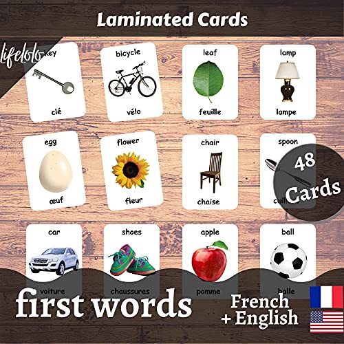First Words Flash Cards - 48 Baby Flash Cards | Early Years Learning | Homeschooling | Multilingual Flash Cards | Flash Cards | English Bilingual Cards | Baby Toys Learning (French + English) - Image 6