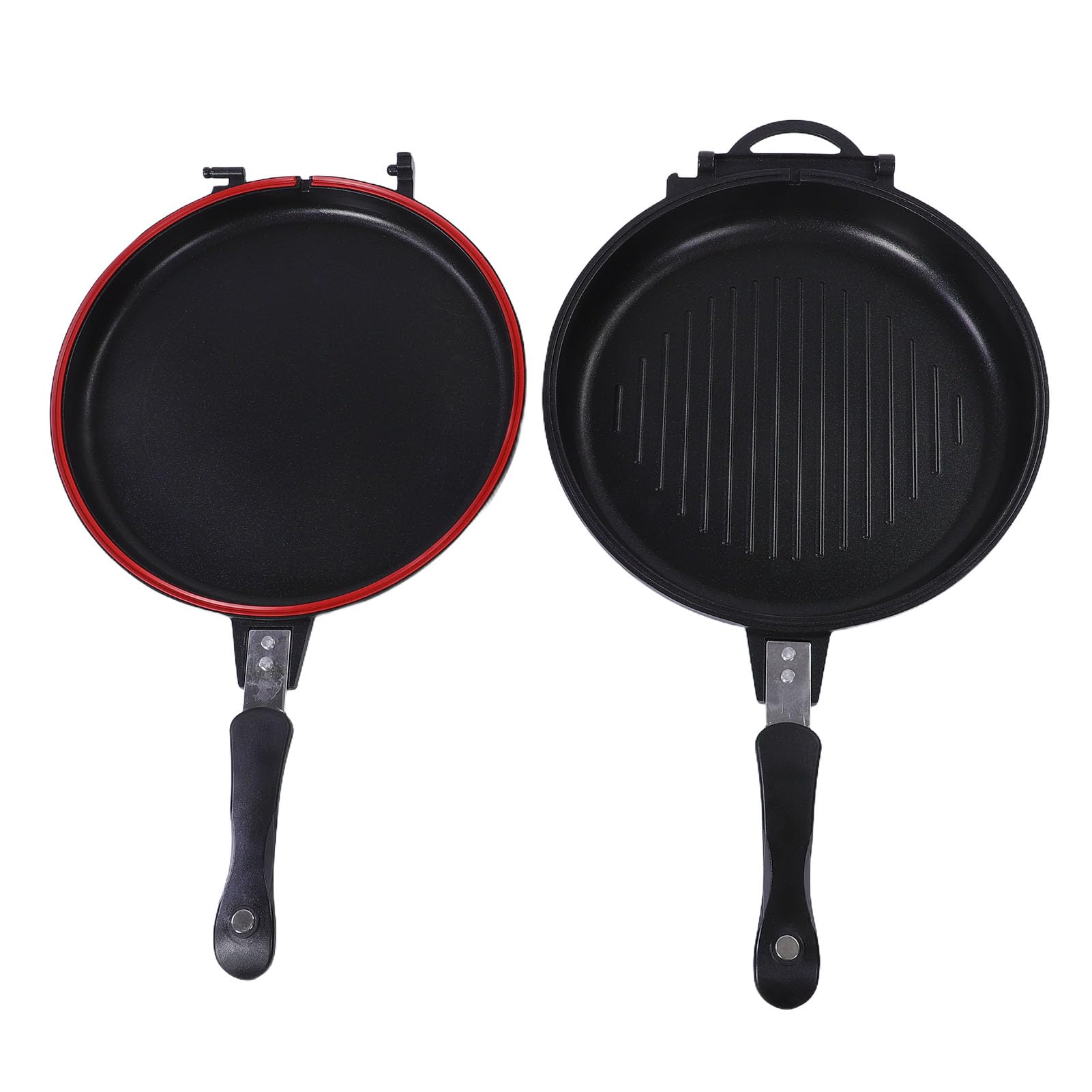 Pssopp Dwustronna Patelnia Grillowa, Patelnie Grillowe Opiekacz do Kanapek Grill Naczynia do Gotowania w Domu Artykuły Kuchenne Dwustronna Patelnia Grillowa, Płyta Kuchenna z powłoką (Okrągły)