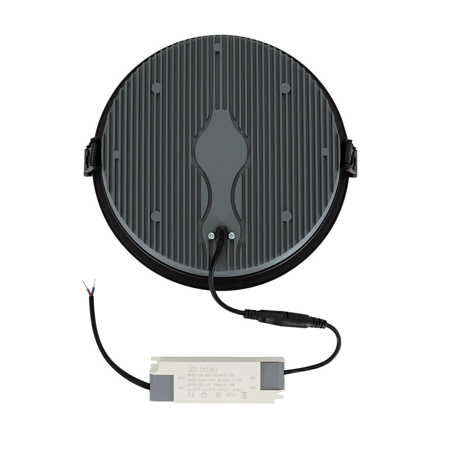 LEDKIA Oczko Downlight LED 30W Okrągła (UGR17) Czarna Średnica Wycięcia Ø 2