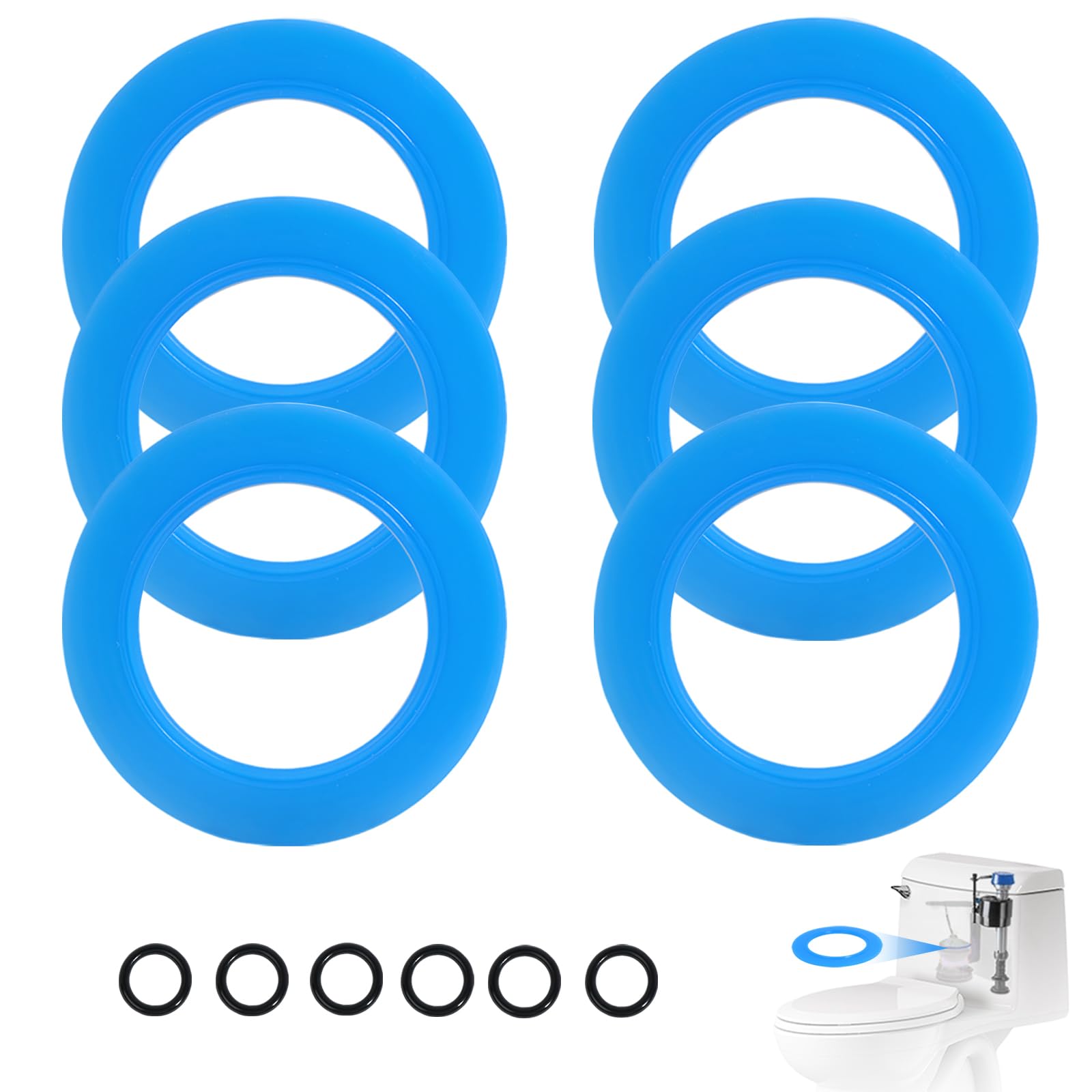 6-PCS Set Flush Valve Seal Kit for American Standard Replacement for Champion 4 and Eljer Titan 4, 7301111-0070A Toilet Parts, Replacement Kit with O Rings, for Home and Professional Use