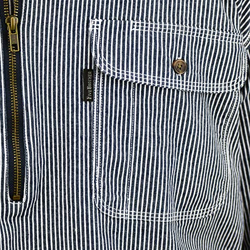 Men's Flex-Denim Long Sleeve Hickory Stripe Logger Shirt | ½ Zip Front3