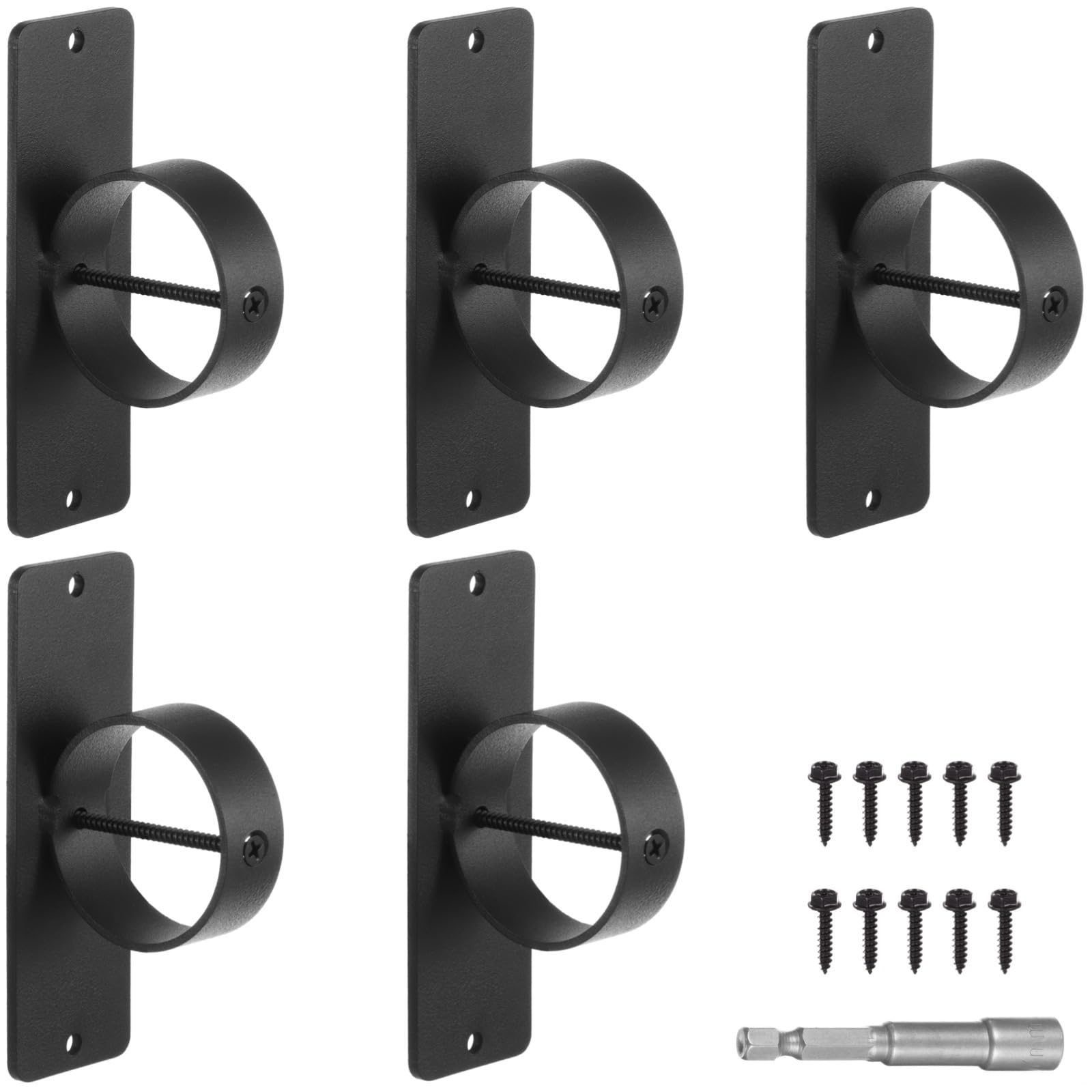 5 supporti per 2 corde, in acciaio inossidabile 304 rivestito di nero, con chiusura a scatto, con design a vite incrociata, perfetti per recinzioni esterne, ringhiere di ponte, progetti di bacino