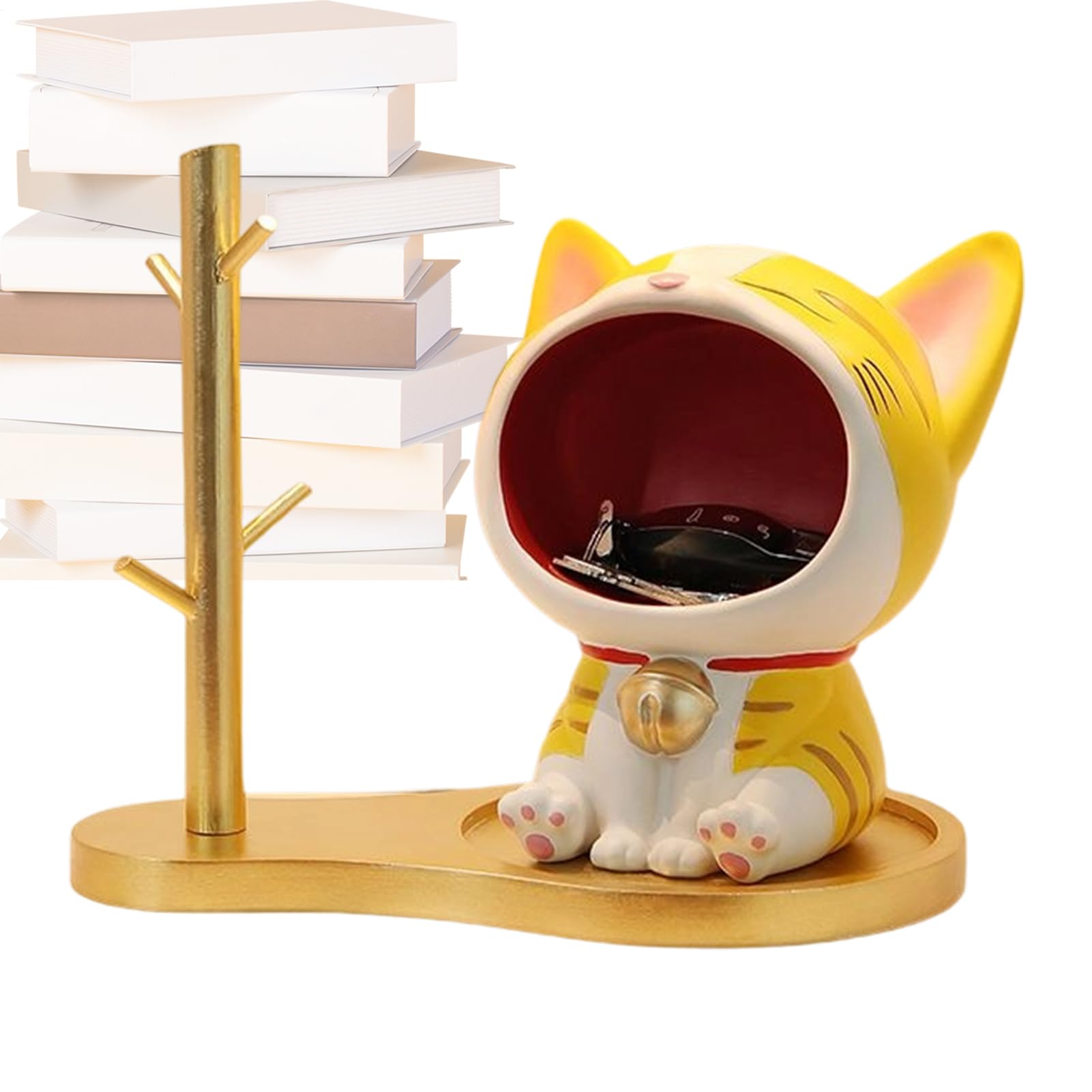 Bandeja Para Llaves De Entrada Figura De Gato De Pie Estatuilla Escultura | Bol Decorativo de Entrada Sala Dormitorio Gabinete Caramelos