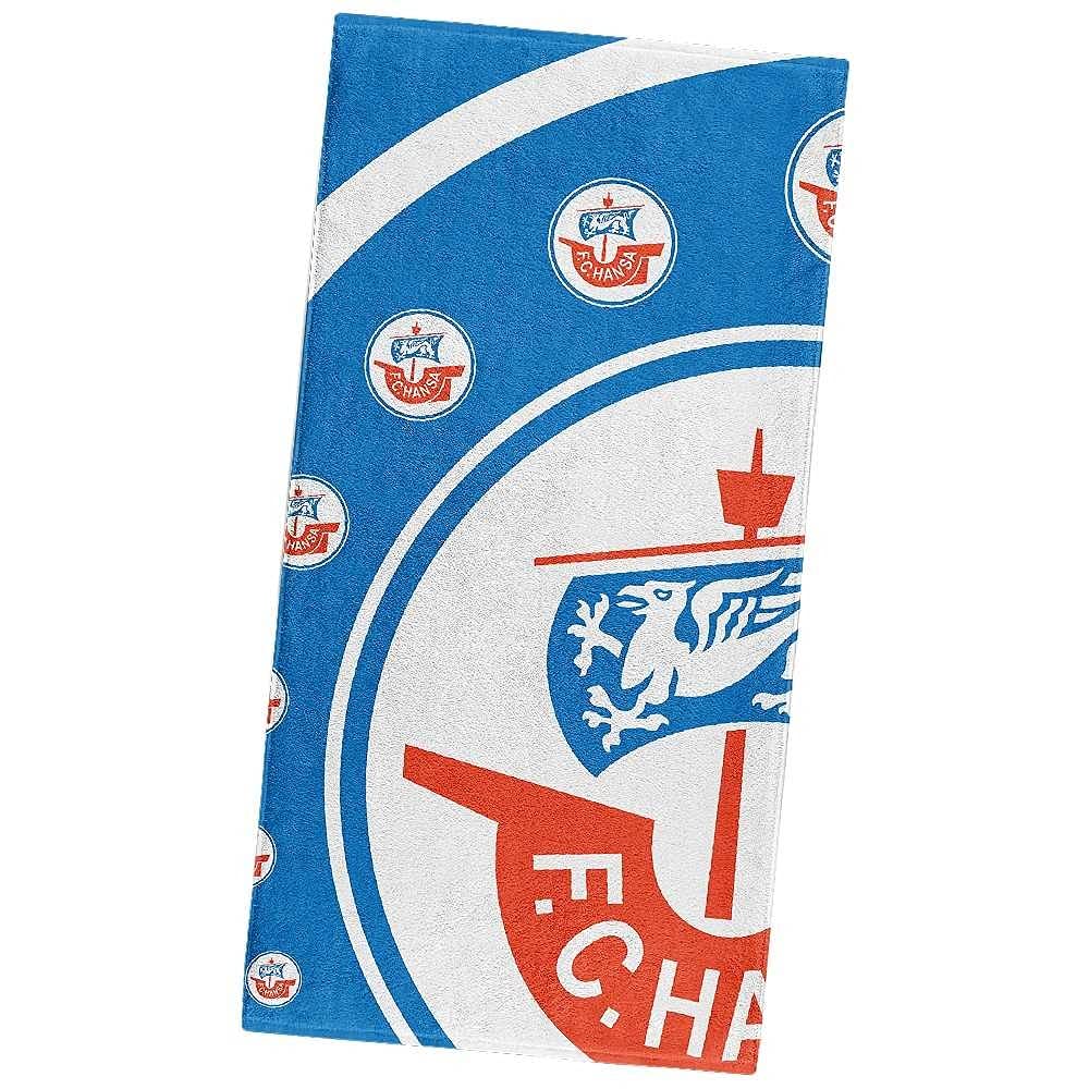 Hansa Rostock F.C Velourstuch - Hansa Kogge - Strandtuch 70 x 140 cm Badetuch - Plus Lesezeichen Wir lieben Fußball