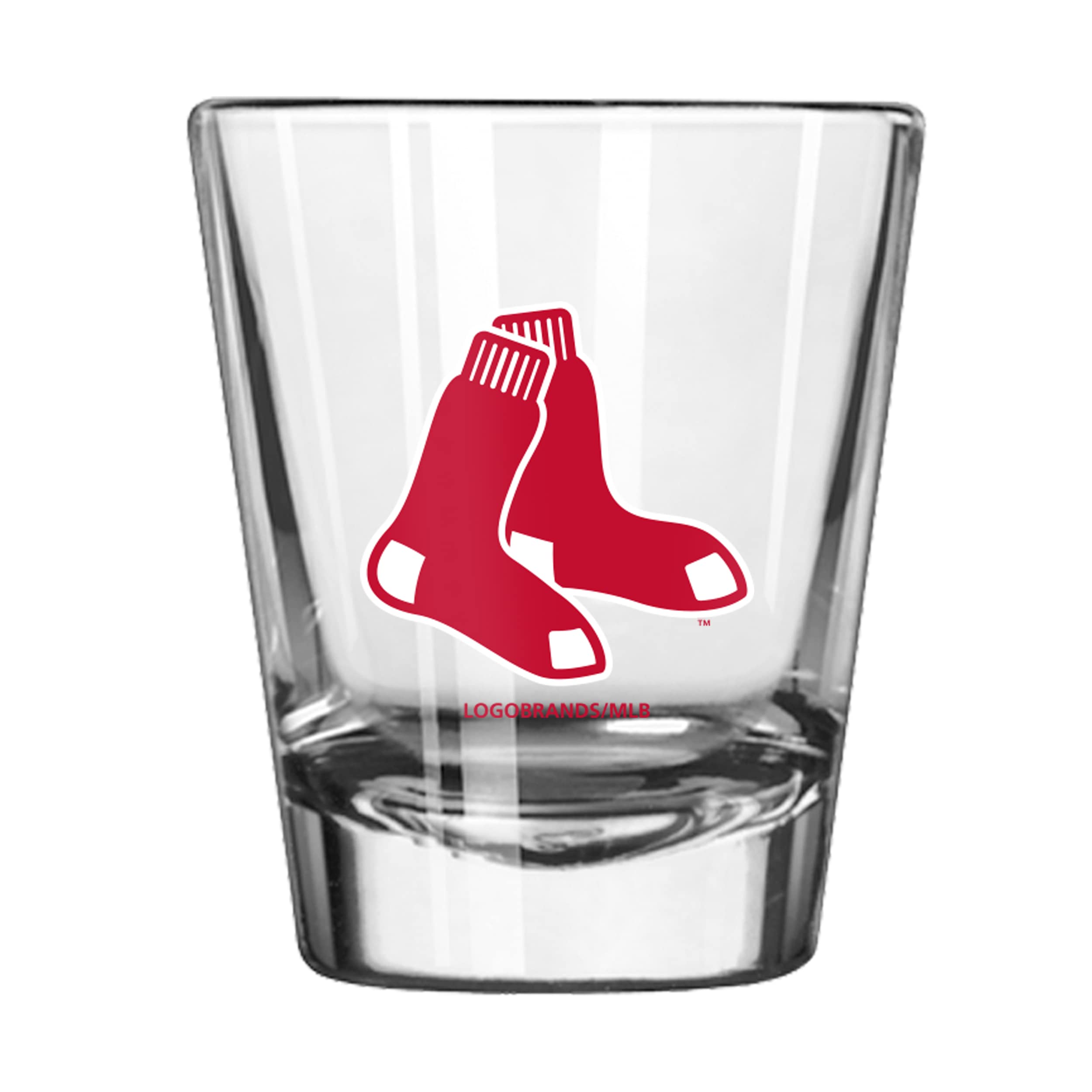 logobrands MLB 2oz. Logo Shot Glass - 2 Pack (Boston Red Sox - Socks Logo)