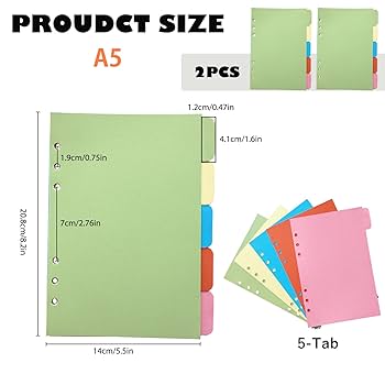 2枚セット 専用ページ Amazon | DY.2ten 仕切カード A5 インデックスカード 6穴 5山 2