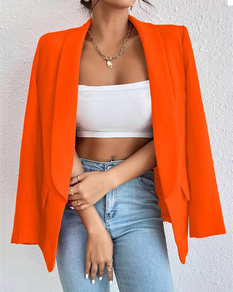 Tomwell Blazer Femme Manches Longues Casual Revers OL Business Veste de Costume Devant Ouvert Manteau Cardigan Blazer Jacket avec Poches