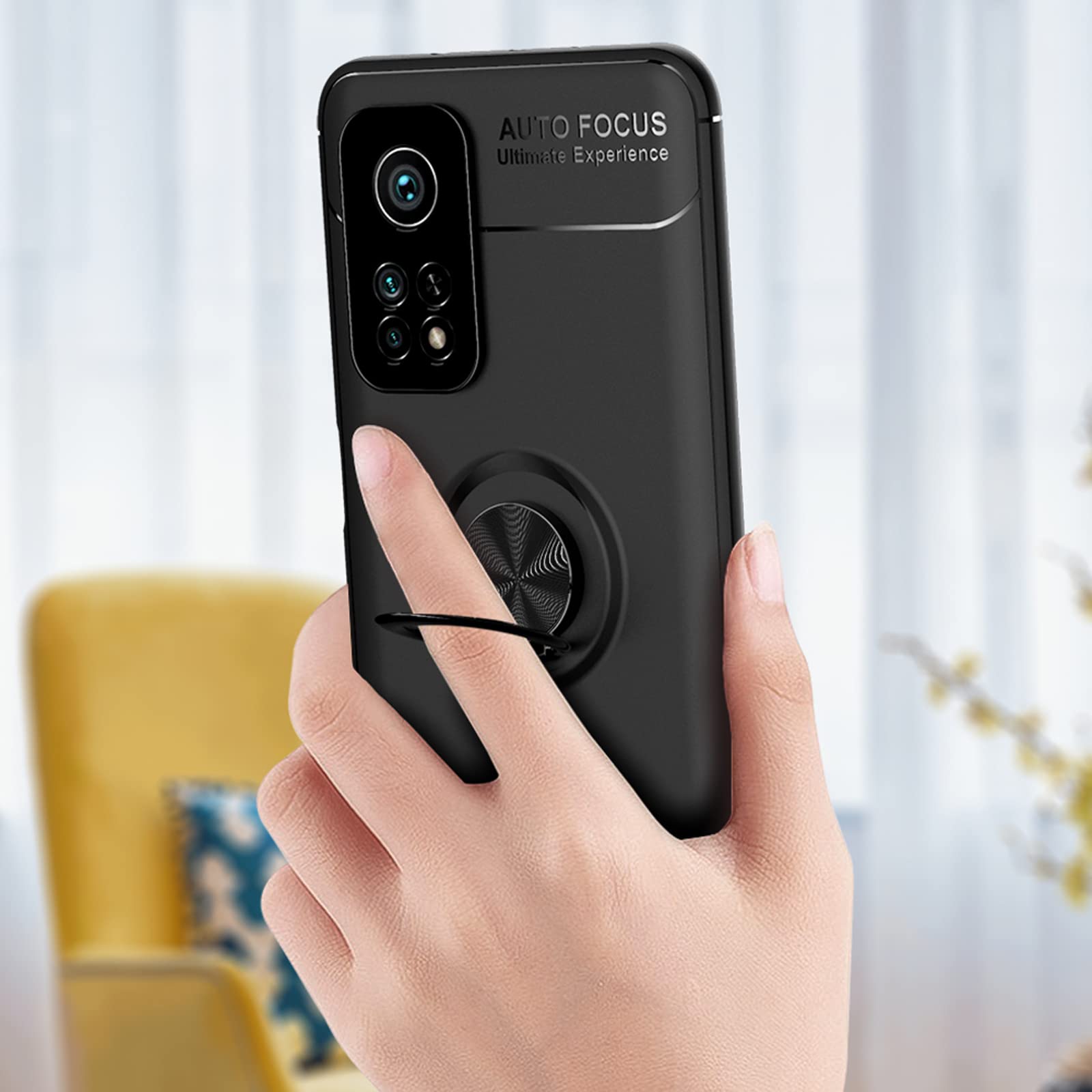 Asuwish Custodia Per Xiaomi Mi 10T / Mi 10T Pro 5G – Cover Sottile In TPU E PC Con Anello Magnetico E Pellicola In Vetro Inclusa, Antiurto, Grigia - 5