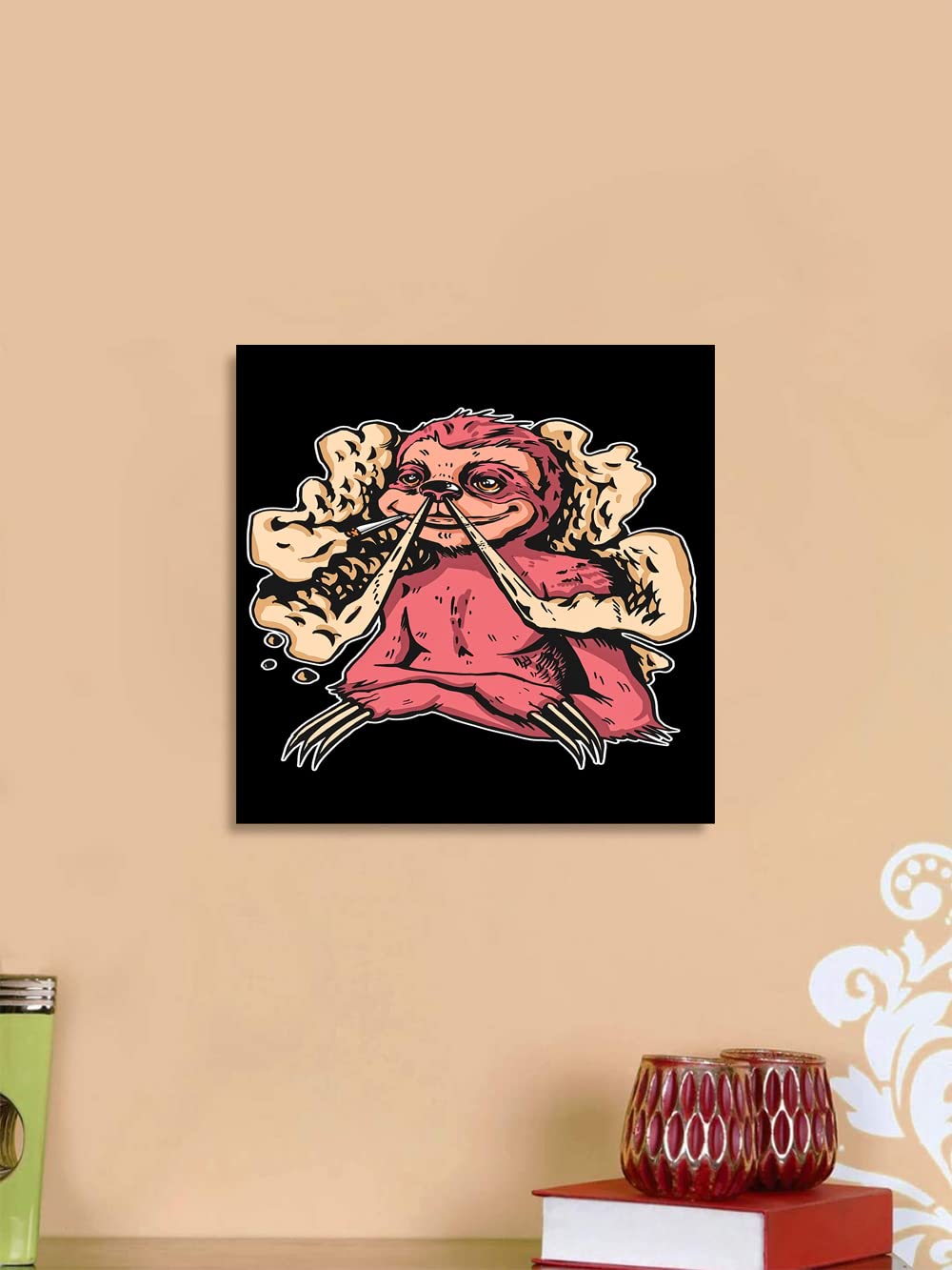 Xtreme Skins Designs Print Wooden Framed Canvas Wall Art Decoration Poster (14x14 Inch) - Stoner Sloth