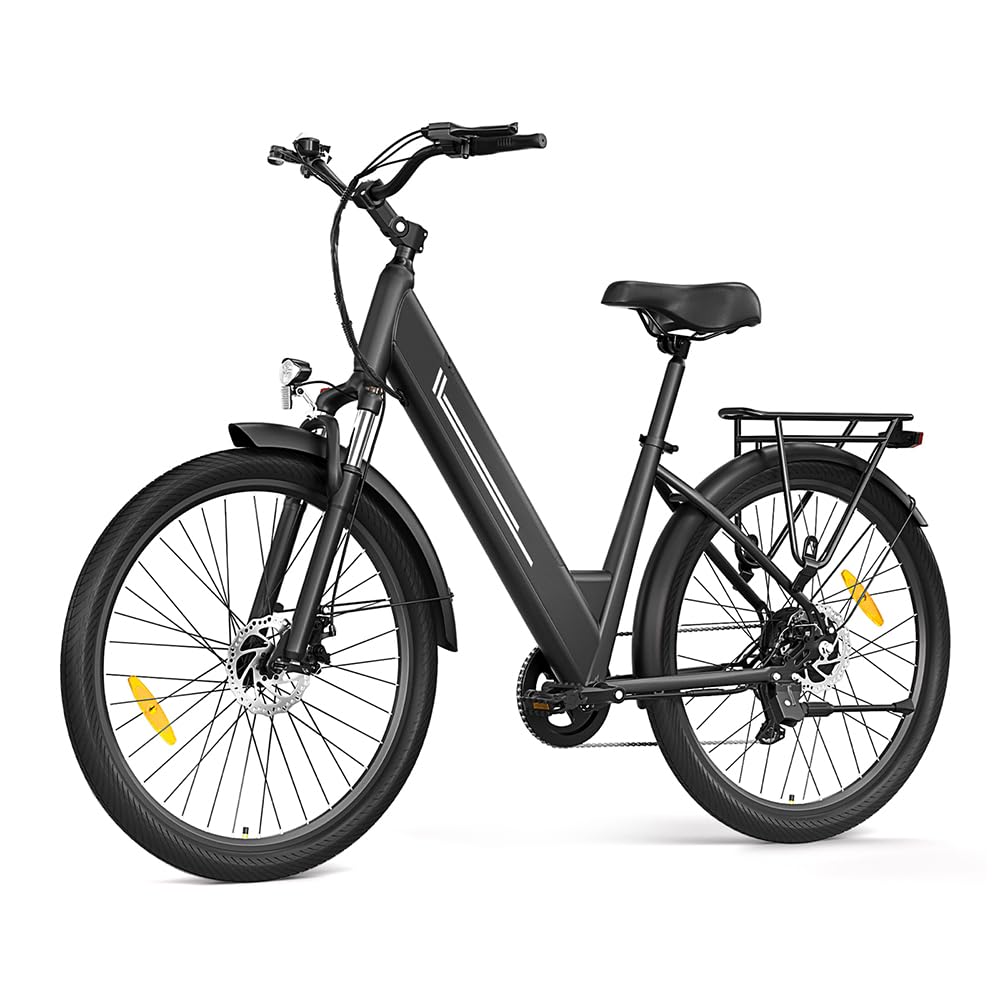 Touroll J1 Pro Black 27.5 Inch Urban Electric Bike, Hydraulic Disc Brakes, Battery Life 100 KM, Removable Battery 561.6Wh, 7 Speed, LCD Display, Electric VTC Men and Women Sports & Outdoors