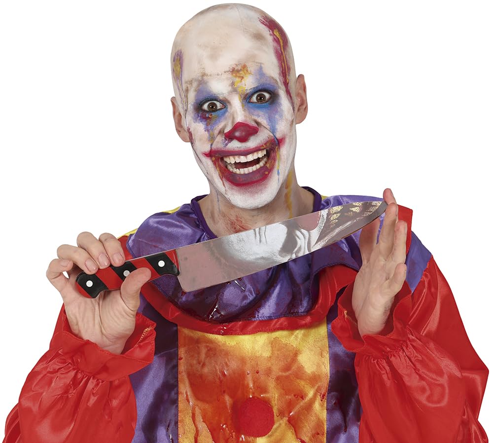 FIESTAS GUIRCA | Bloodied Clown Knife (37 cm) - Toy Weapon for Killer Costume at Halloween and Horror Parties - Multicoloured