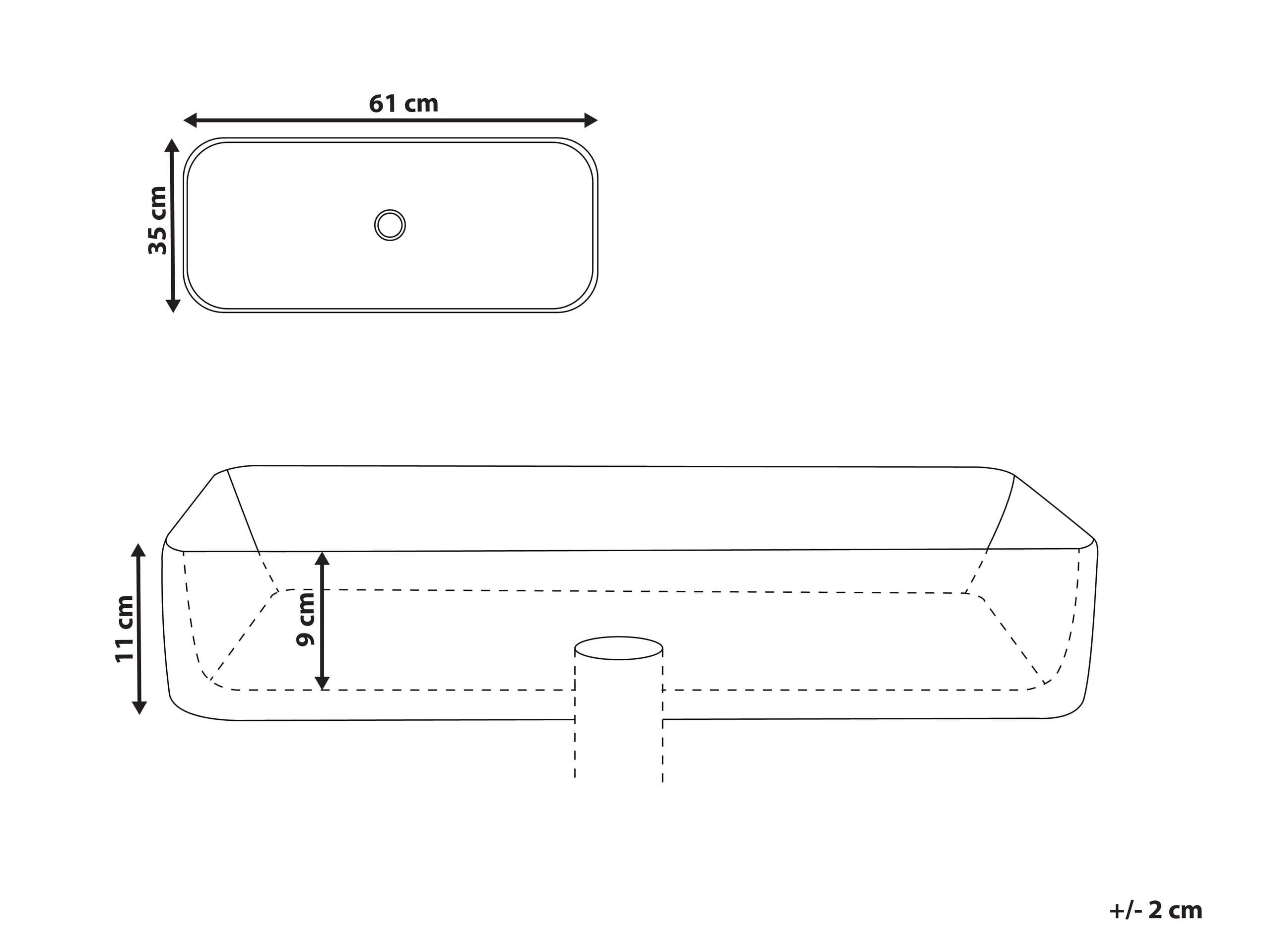 Umywalka łazienkowa nablatowa ceramiczna 61 x 35 cm styl industrialny szara Artaj