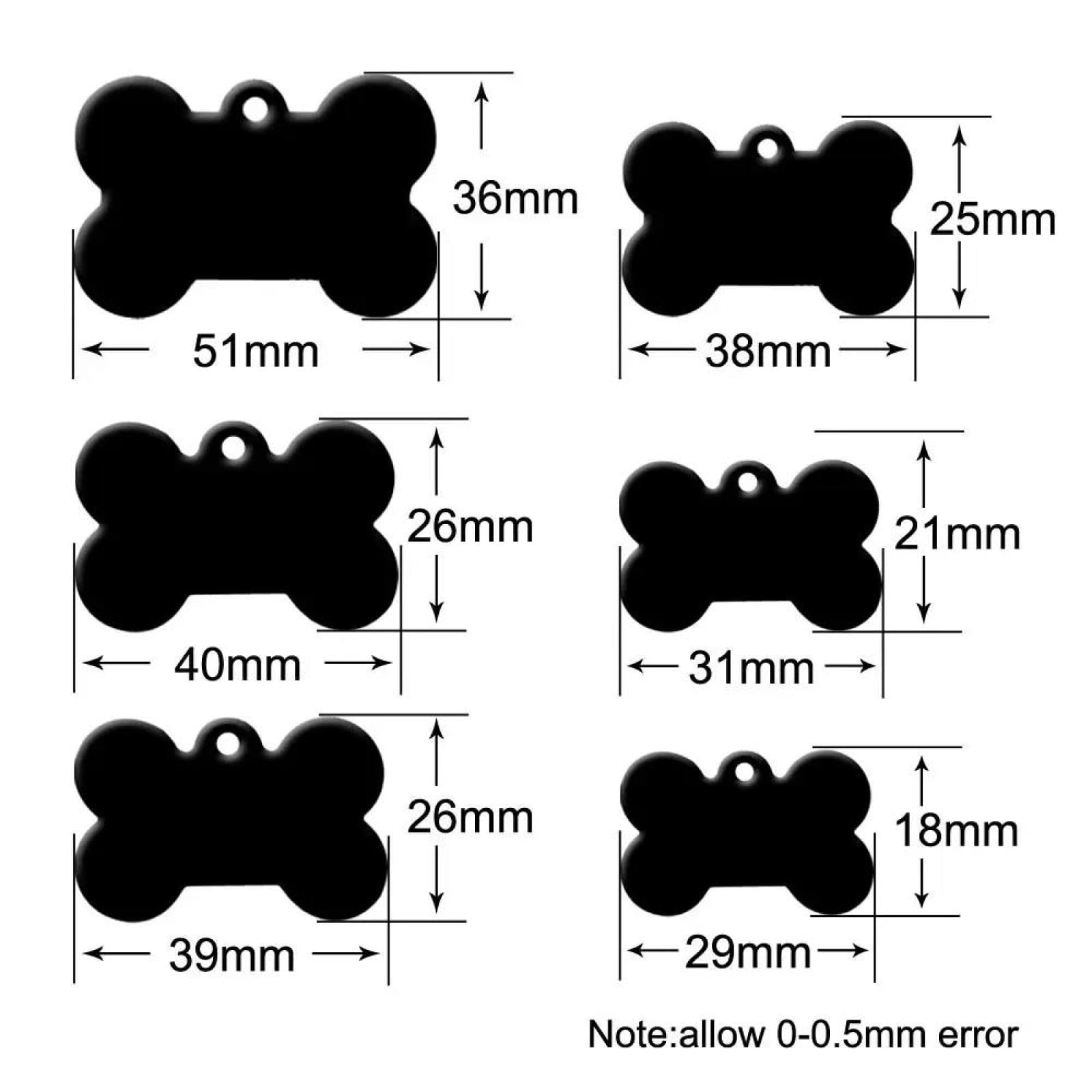 Commercio All'ingrosso 100 Pezzi In Alluminio Targhetta Per Cani In Bianco A Forma Di Osso Targhetta Identificativa Per Cani Targhetta Identificativa Per Animali Domestici,UN,40X26X1mm