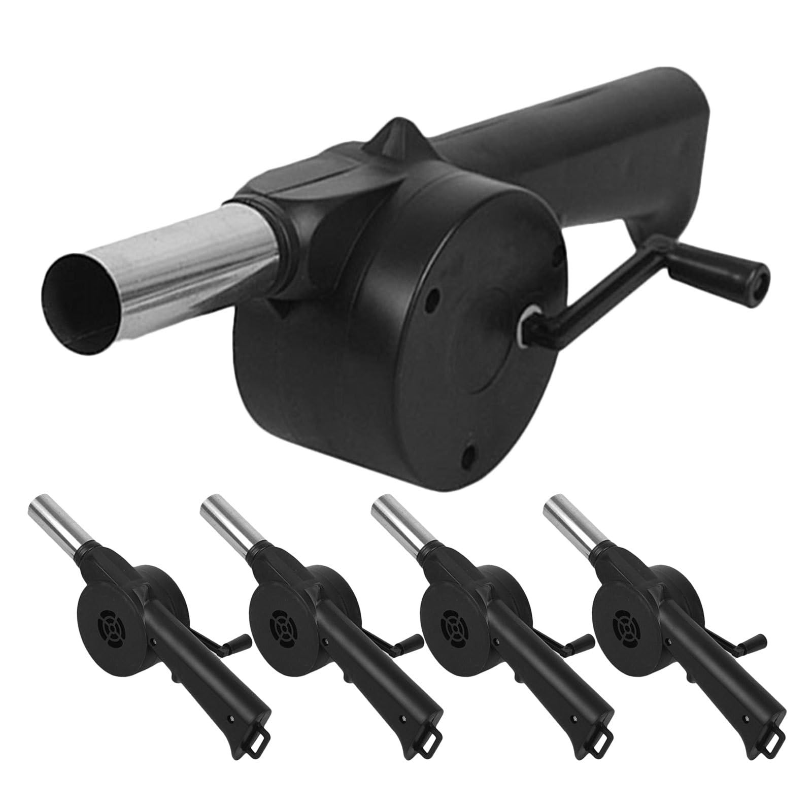 Lurrose Set di 5 mantici a manovella con ugello in metallo - Ventilatore manuale per barbecue, falò all'aperto, picnic, caminetto, carbone e stufa a legna.
