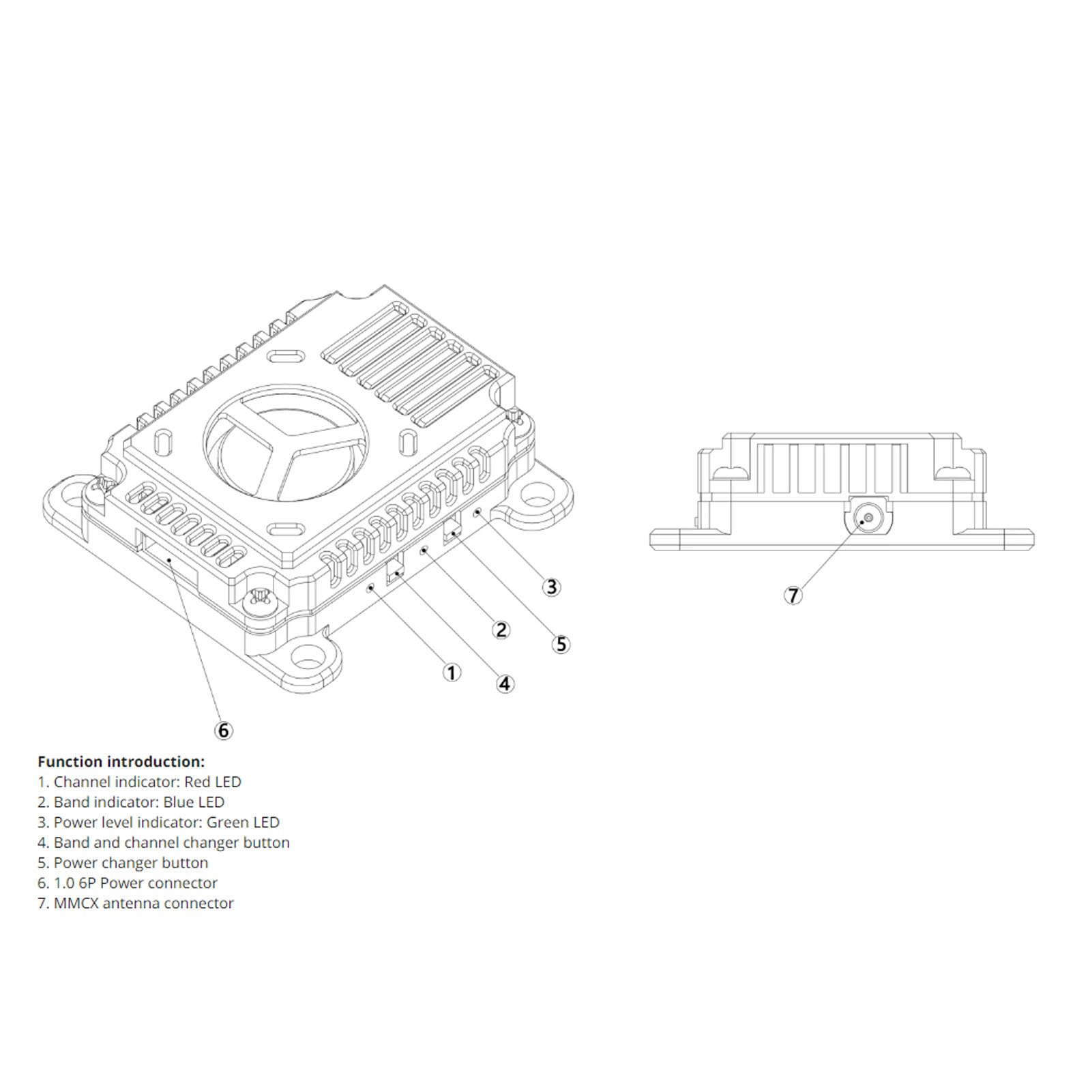 Asixxsix Trasmettitore Video 5.8G 3W, Trasmettitore Video VTX Regolabile 25mW 1000mW 2000mW 3000mW, Trasmettitore Video VTX a Lungo Raggio 48CH per Drone da Corsa FPV