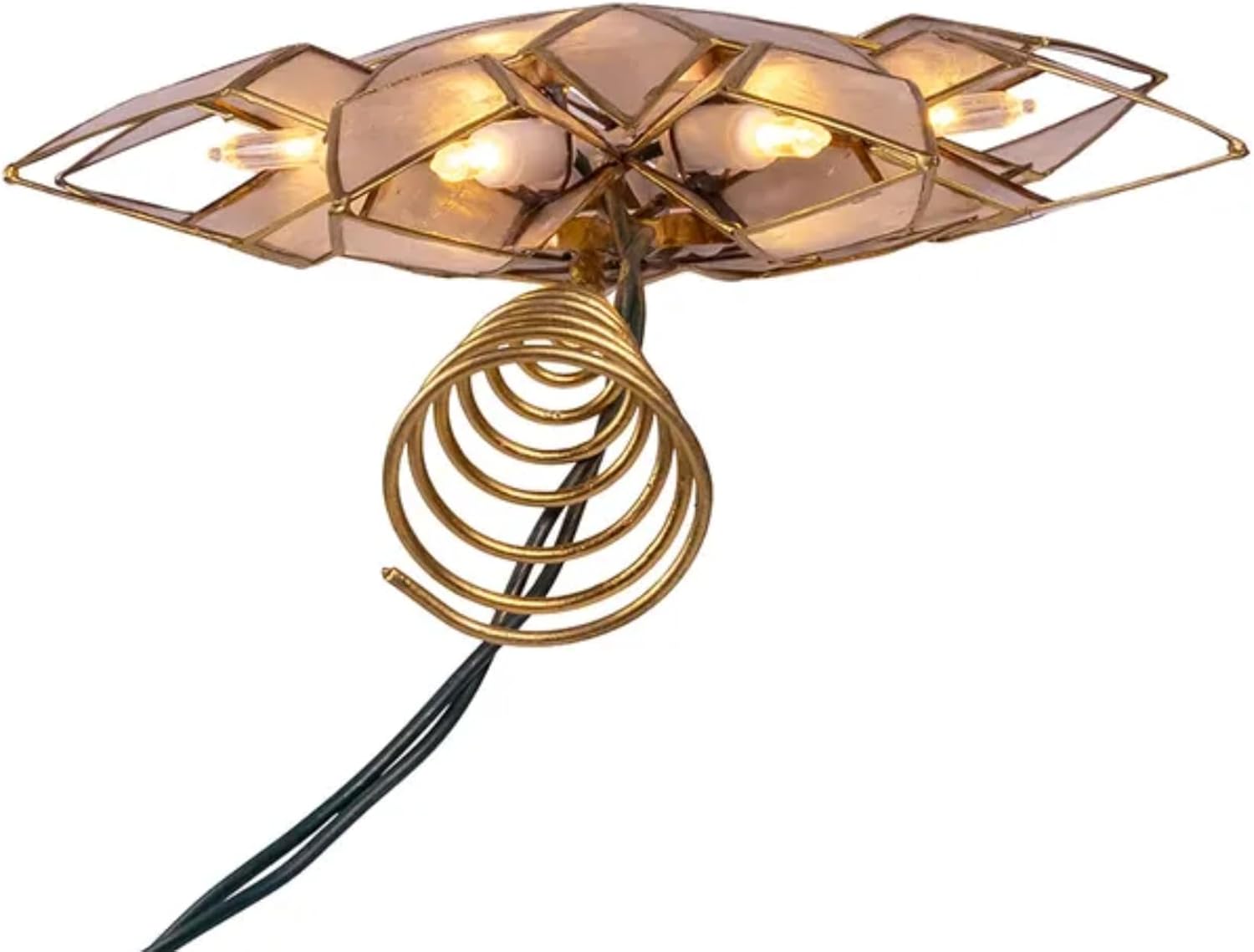 Kurt Adler 10-Light LED Capiz Star Tree Topper, 8-Point, Gold, 9.25"